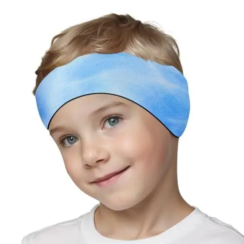 Produktbild: HeySplash Schwimm Stirnband Kinder, Ohrenschutz Schwimmen Kinder Neopren Stirnband mit Hohe Elastizität, Klettverschluss, Schwimmstirnbänder Kinder Wasserdicht Schwimmen Baden, M, Blau Welle