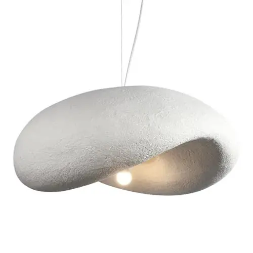 Produktbild: HEYUN Moderne Kreative Pendelleuchte Japanischer Wabi-Sabi-Stil E27 Weißer Kronleuchter Esstisch Hängeleuchte Innenbeleuchtung Verstellbare Heimdekoration Für Esszimmer Küche Inselleuchte(100cm)