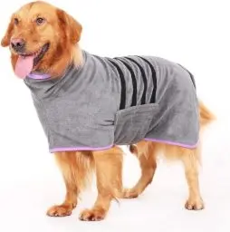Produktbild: HezzLuv Bademantel für Hunde, Hundebademantel aus Mikrofaser für Mittlere Und Große Hunde Grau Badetuch Hund Hundehandtuch Schnell Trocknend, Super Saugfähiger, für Hunde Und Katzen(Lila, S)