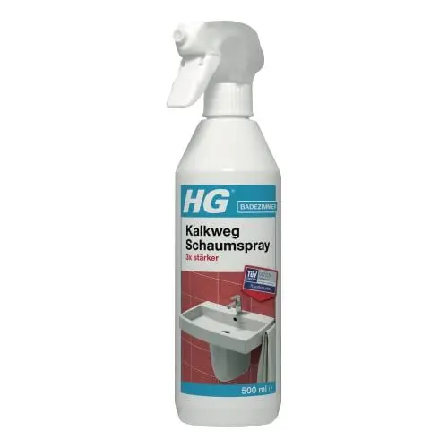 Produktbild: HG Kalkweg Schaumspray 3x stärker mit konzentrierter Formel, professioneller Entkalker für Badezimmer, entfernt Ablagerungen von Duschköpfen, Wasserhähnen, Badewannen und Ablagen (500 ml) - 605050105