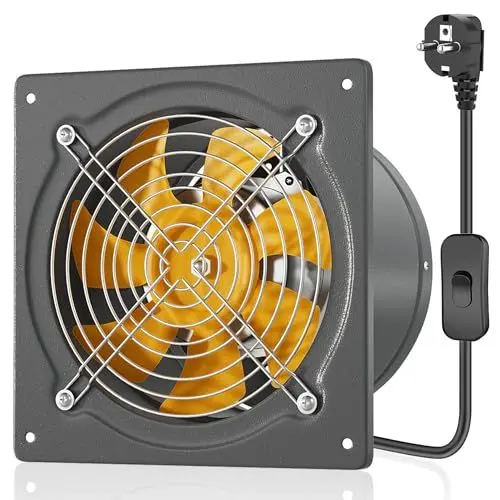 Produktbild: HG Power 150mm Abluftventilator 525m³/h Badlüfter Leiser mit Rücklaufklappe Leistungsstarke Wandventilator mit EU-Stecker für Küche Badezimmer Garage Untergeschoss, Grau