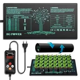 Produktbild: HG Power Heizmatte mit Thermostat - Heizmatte Pflanzen Wärmematte für Zimmergewächshaus, Gewächshaus Heizmatte mit Temperaturregler für Growzelt Growbox Grow Zubehör Terrarium 53 cm x 25 cm, 55Watt