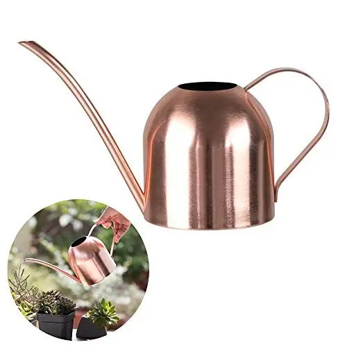 Produktbild: Hggzeg Edelstahl-Gießkanne, kleiner, langer Gießtopf für Haus, Innen- und Außenbereich, Garten, Sukkulenten, 500 ml, Roségold