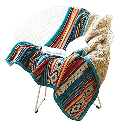 Produktbild: Hggzeg Korallen-Fleece-berwurfdecke, flauschig, weiche Couchdecke, warme Bettdecke, buntes Streifenmuster, Reisedecken für Schlafzimmer, Wohnzimmer, Büro (farbige Streifen,150 * 200 cm)