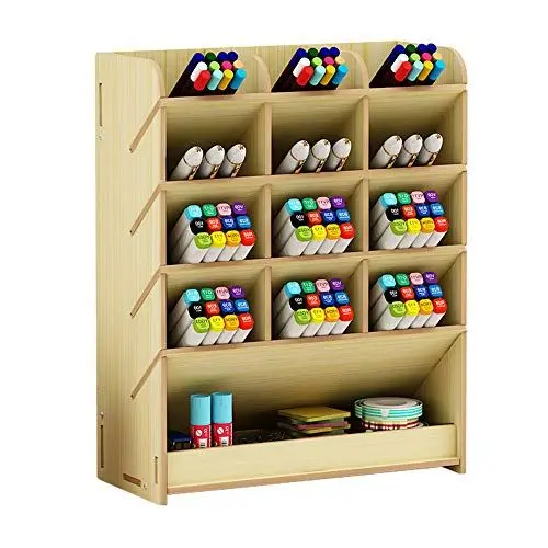 Produktbild: Hggzeg Stifthalter Aufbewahrungsbox aus Holz, multifunktionaler Schreibtisch-Organizer für Zuhause, Büro und Schule White Maple