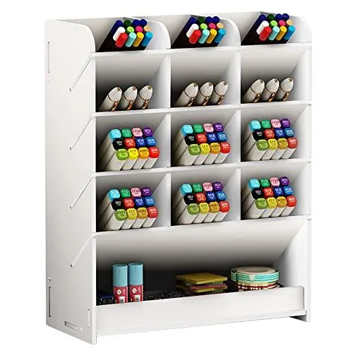 Produktbild: Hggzeg Weiße Stifthalter-Aufbewahrungsbox, multifunktionaler Schreibtisch-Organizer, Stiftehalter für Schule, Zuhause, Büro, Kunstbedarf (PB12 weiß)