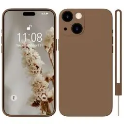Produktbild: HGH für iPhone 15 Hülle Silikon mit 1 Lanyard, Handyhülle für iPhone 15 Case Ultra Dünne Rundumschutz mit Weichem Microfiber-Innenfutter Stoßfeste Kratzfest Schutzhülle für iPhone 15 - Braun
