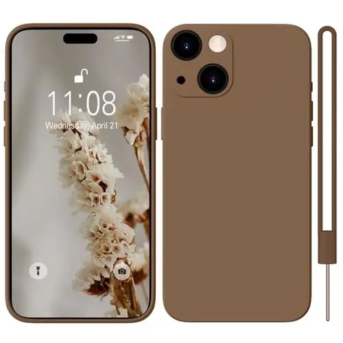 Produktbild: HGH für iPhone 15 Hülle Silikon mit 1 Lanyard, Handyhülle für iPhone 15 Case Ultra Dünne Rundumschutz mit Weichem Microfiber-Innenfutter Stoßfeste Kratzfest Schutzhülle für iPhone 15 - Braun
