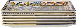 Produktbild: H&h Positano Set aus 6 rechteckigen Tellern 25x15, Steinzeug