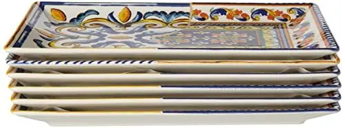 Produktbild: H&h Positano Set aus 6 rechteckigen Tellern 25x15, Steinzeug