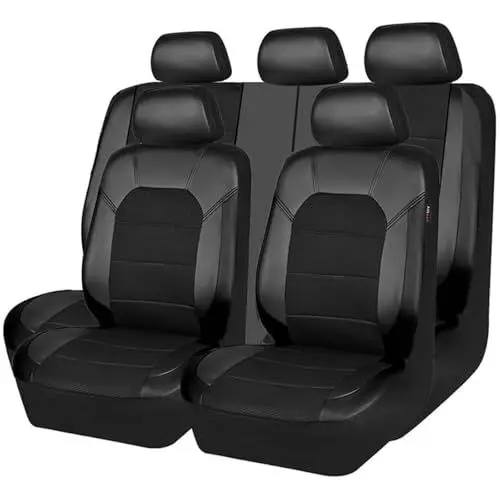 Produktbild: HHCVLUZI Autositzbezüge Sets Für Hyundai i30 (2007-2011), Auto Sitzbezüge Leder Sitzschoner Vorne Hinten Schonbezüge Wasserdicht Innenraum Zubehör Autositz,A/Black