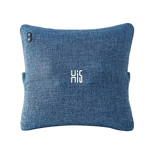 Produktbild: Hi5 Bravo Plus Shiatsu-Massagekissen mit Wärmefunktion Abschaltautomatik Waschbarer Bezug für Schultern Nacken Rücken und Beine-Indigo