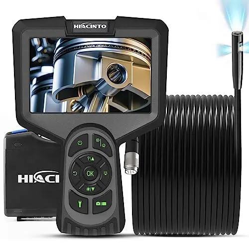 Produktbild: Hiacinto Endoskopkamera mit Licht 15m, 5-Zoll-IPS- Bildschirm DREI Linsen Endoskop, IP68 Wasserdicht Rohrkamera, 8mm Schlangenkamera, 1080P HD Digital Inspektionskamera, 32GB (Abnehmbares Kabel)