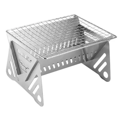 Produktbild: HIAKDOFT Tragbarer Camping-grillofen Aus Edelstahl Outdoor-grillrost Kompakter Klappgrill Langlebiger Und Rostfester Grill Für Reisen Und Ausflüge