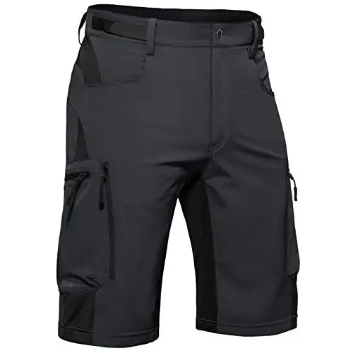 Produktbild: Hiauspor Kurze Hosen Herren, Leichte Wanderhose Atmungsaktiv Schnelltrocknen Cargo Bermuda Shorts Elastische Radlerhose MTB Fahrradhose Outdoorhose Radhose Sommer mit 6 Taschen (Stylish-Grey, S)