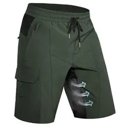 Produktbild: Hiauspor Wanderhose Herren Kurz MTB Hose Leichte Schnelltrocknend Cargo Bermuda Chino mit 5 Taschen Männer Wandershorts Outdoor Trekking Shorts Sommer Stretch Mountainbike,Arbeit,Sport (L, Grün)