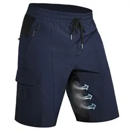 Produktbild: Hiauspor Wanderhose Herren Kurz MTB Hose Leichte Schnelltrocknend Cargo Bermuda Chino mit 5 Taschen Männer Wandershorts Outdoor Trekking Shorts Sommer Stretch Mountainbike,Arbeit,Sport (XL, Navy)