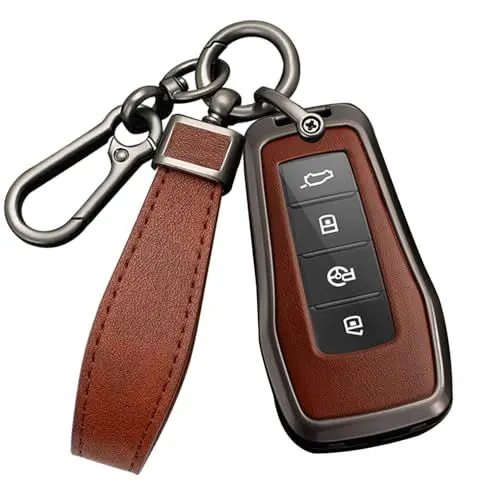 Produktbild: HIBEYO Smart Autoschlüssel Hülle passt für Xpeng Schlüsselhülle Schutzhülle Cover für Xiaopeng G3520 G3 P7 18 Schlüsseletui Schlüsselbox Schlüsselgehäuse Fernbedienung 4Tasten-Schwarz Braun
