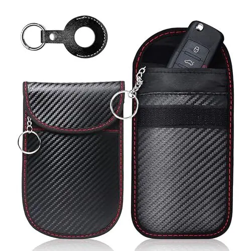 Produktbild: HIDAMAZY Keyless Go Schutz Autoschlüssel Box Signalblocker Tasche, 2 Stück Faraday Taschen Keyless Go Schutzhülle Schlüsseltasche RFID Blocker Schlüsseletui Autoschlüssel Hülle Schutz Keyless