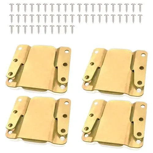 Produktbild: HIDAMAZY Möbelverbinder Sofa Verbinder Sektionale Couch-Verbinder, 8Stü Sofaverbinder Verdeckte Halterung Ineinandergreifende Haken Schnalle Universal Anschluss für Couch, Liegesessel(4 Sets, Gold)