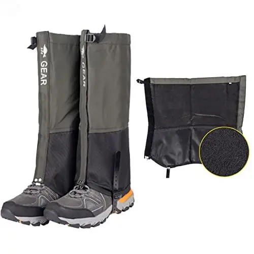 Produktbild: HIDEWALKER Gamaschen Wasserdicht Wandern Leg Guards Gaiter for Herren Damen Kinder Outdoor Regengamaschen Fahrrad Climbing Trekking Snow Hiking (Grün (warme Flusen), XL(43-45))