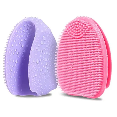 Produktbild: HieerBus Silikon Gesichtsreiniger, Manuelle Peeling Bürste, Handheld Gesichtsreinigungsbürste für Frauen Männer Entfernen Poren Reinigung Massage (pink+lila)