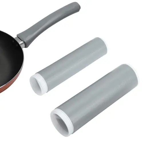 Produktbild: HIENCE 2 Größen Silikon-Pfannengriff Schoner – Hitzebeständig Anti-Rutsch für Gusseisengeschirr & Metallene Bratpfannen, Küchenzubehör, Grau