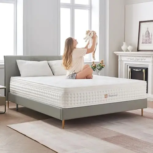 Produktbild: Hiepunos Matratze 140x200 cm 26cm Höhe 7-Zonen Federkernmatratze Orthopädische Taschenfederkernmatratze mit Comfort Memory-Schaum Schicht, Härtegrad H3, Rückenentlastende, 100 Nächte Probeschlafen