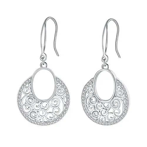 Produktbild: Hifeeled Runde Ohrringe Damen 925 Sterling Silber Orientalisch Ohrhänger für Frauen Original Schmuck Geschenk
