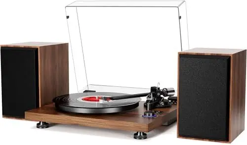 Produktbild: HiFi Plattenspieler Bluetooth USB, Schallplattenspieler mit Lautsprecher, dual Kompaktanlage Stereoanlage,einstellbarem Gegengewicht Magnetpatrone,RCA Ausgang