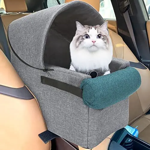 Produktbild: HIFUAR Haustier-Auto-Sitzerhöhung, kleine Hunde, Armlehne, Sitzerhöhung für Auto, Mittelkonsole, Hundeautositz Mittelkonsole Hundesitz (halboffen)