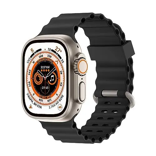 Produktbild: Higgs Armband Kompatibel mit Apple Watch Armband 41mm 40mm 38mm Damen/Herren, Zweifarbige Perforation Silikon Sport Verstellbare Armbänder für iWatch Series 9 8 7 SE 6 5 4 3 2 1, Anthrazit Schwarz
