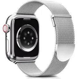 Produktbild: Higgs Ersatzarmband Kompatibel mit Apple Watch Armband 41mm 42mm 40mm 38mm für Damen/Herren, Dual Magnetisch Einstellbar Armbänder für iWatch SE Series 10 9 8 7 6 5 4 3 2 1, Silber Edelstahl Metall