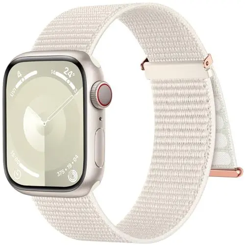 Produktbild: Higgs Nylon Armband Kompatibel mit Apple Watch Armband 42mm(Series 10) 41mm 40mm 38mm Damen Herren, Sport Klettverschluss Verstellbare Armbänder für iWatch SE Series 10 9 8 7 6 5 4 3 2 1,Polarstern