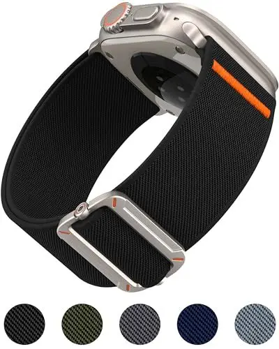 Produktbild: Higgs Nylon Armband Kompatibel mit Apple Watch Ultra/Ultra 2 Armband 49mm 46mm 45mm 44mm 42mm, Sport Band für iWatch Ultra SE Serie 10 9 8 7 6 5 4 3 2 1, Herren