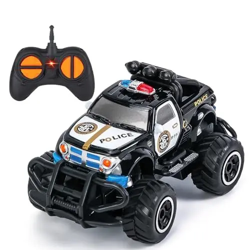 Produktbild: Highttoy Spielzeug ab 2 3 4 Jahre Jungen Kinder Ferngesteuertes Polizeiauto Kinderspielzeug ab 2 Jahre 2.4GHz Ferngesteuertes Auto Spielzeug ab 2 3 4+ Jahre Jungen Mädchen Geschenk, Schwarz