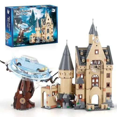 Produktbild: HIGH GODO Harry Schloss Uhrenturm Architecture Bausätze, 1305 Stück Bausteine Magisches Castle Klemmbausteine Set, Sammelbares Ausstellungs Deko Modell Geschenke für Erwachsene oder Kinder