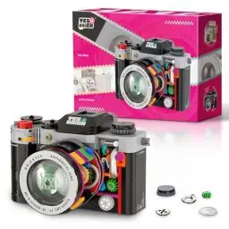 Produktbild: HIGH GODO Technik Klassische Retro Kamera Bausteine Spielzeug, 556 Teile Mini Klassische Schwarz Digital Kamera, Schreibtischdeko Modell Ideas Geschenk für Erwachsene Jugendliche Mädchen Jungen