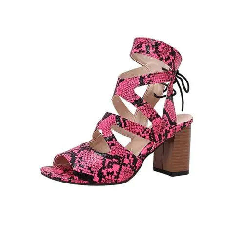 Produktbild: High Heel Sandalen High Heel C High Heels Mit Schlangenmuster Sexy Sandalen High Heel C Nude Straps, Large EU 35-43