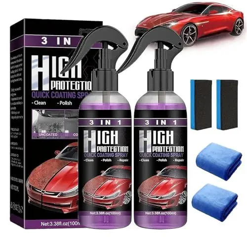 Produktbild: 2 Stück 3 In 1 Beschichtungsspray,High Protection 3-in-1 Spray 100ml,3-in-1 High Protection Fast Car Coating Spray,Car Coating Spray 3 in 1,Car Coating Spray,Car Scratch Spray