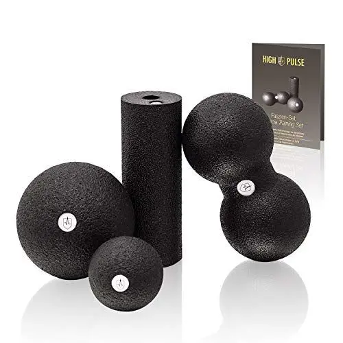 Produktbild: Faszienrolle Set für Rücken und Wirbelsäule - High Pulse Massage Set mit 2 Mini Faszienrollen, 1 Faszienball und 1 Duoball - Tiefengewebemassage und Muskelregeneration