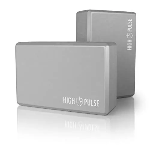 Produktbild: High Pulse® Yoga Block 2er Set (Hartschaum, grau) – Hochwertige Yogablöcke aus Schaumstoff als praktisches Zubehör und Hilfsmittel für Übungen, die eine hohe Flexibilität erfordern