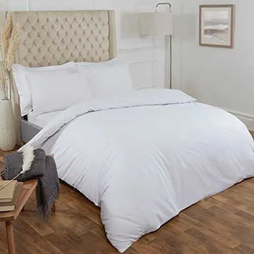 Produktbild: Highams 100 Prozent Cotton Bettwäsche Set, White-Double, Full, HPLCWH7302