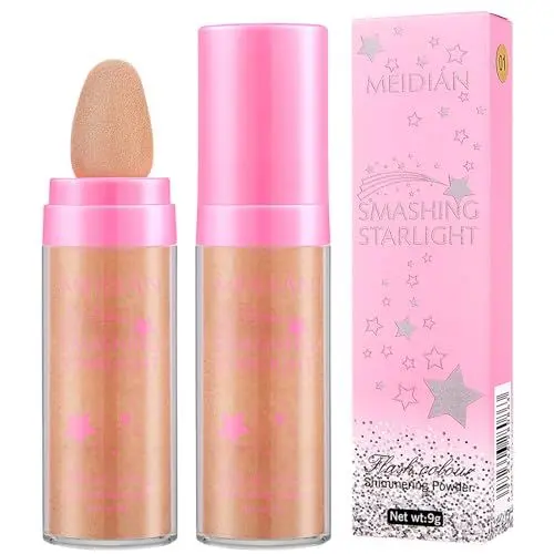 Produktbild: Highlight Patting Powder Highlighter Puder Stick Glitzer Patting Puder für Gesicht und Körper Highlight Brighten Contouring Makeup #03 Goldbraun