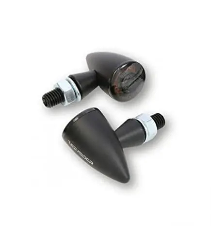 Produktbild: HIGHSIDER LED-Rücklicht/Blinker APOLLO BULLET, schwarzes Alugehäuse, getöntes Glas, Paar, E-geprüft.