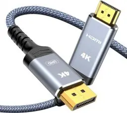 Produktbild: Highwings 4K DisplayPort auf HDMI Kabel 4.5M, DP für HDMI Verbindungskabel Unidirektionaler Nylon Geflochtener DisplayPort zu HDMI für Monitor, TV, Projektor, Laptop, PC, AMD, NVIDIA