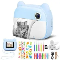 Produktbild: HIGSPE Kinderkamera Sofortbildkamera, Digitalkamera für Kinder mit Druckpapier & 32G TF Karte, VideoKamera mit farbigen Stiften & Lustige Accessoires, Geschenk für Kinder 3-14 Jahren