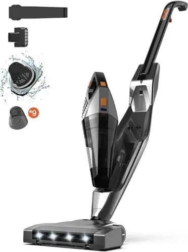 Produktbild: Hihhy Akku Staubsauger, 30000 Pa Staubsauger Kabellos, 220W Kabelloser Staubsauger Beutellos, 50 Min Laufzeit, 6 in1 Stielstaubsauger & Handstaubsauger für Auto Tierhaar Hartböden