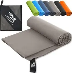 Produktbild: HiiPeak Mikrofaser Handtuch (180 cm x 90 cm) kompakt und leicht microfaser handtücher Fitness Handtuch Schnelltrocknend saugfähiges Sporthandtuch Fitnessstudio Schwimm und Gym Handtuch (Hellgrau)