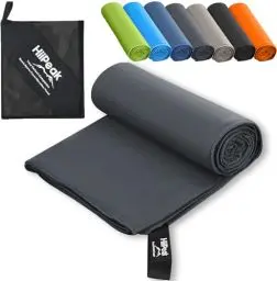 Produktbild: HiiPeak Mikrofaser Handtuch (80 cm x 40 cm) kompakt und leicht microfaser handtücher Fitness Handtuch Schnelltrocknend saugfähiges Sporthandtuch Fitnessstudio Schwimm und Gym Handtuch (Dunkelgrau)